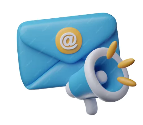 The email campaign is denoted in this image by envelope and bullhorn icons