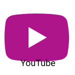 A rectangular shaped purple colored YouTube icon