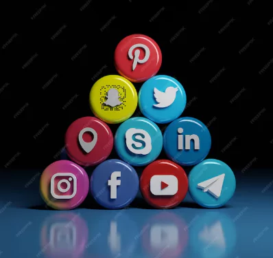 social media icons are placed one over the other to show social media integration and management