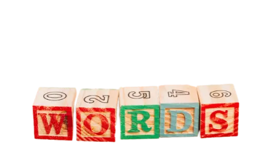 "WORDS" is written on blocks to represent WordPress multilingual quality