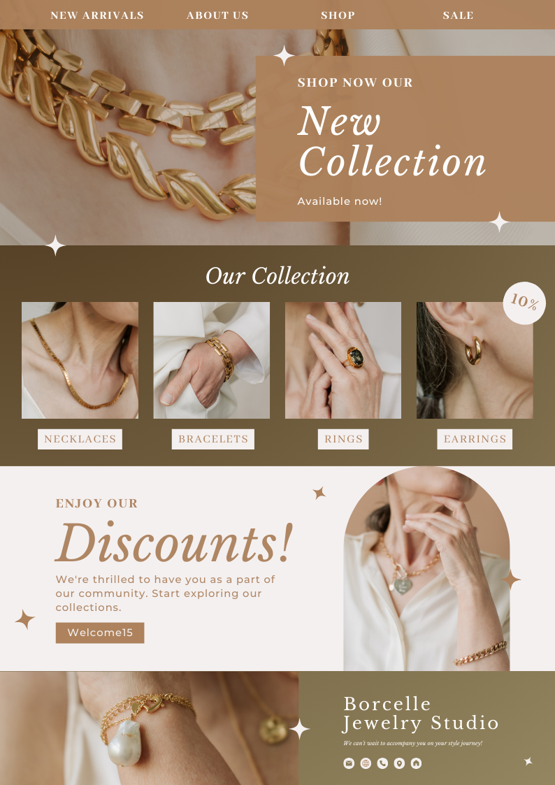 A woman is displaying jewelry at discount offer at email templet