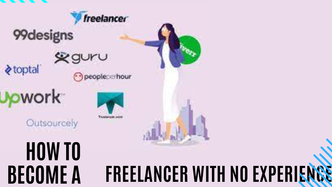 A woman is pointing towards freelancing job platforms names