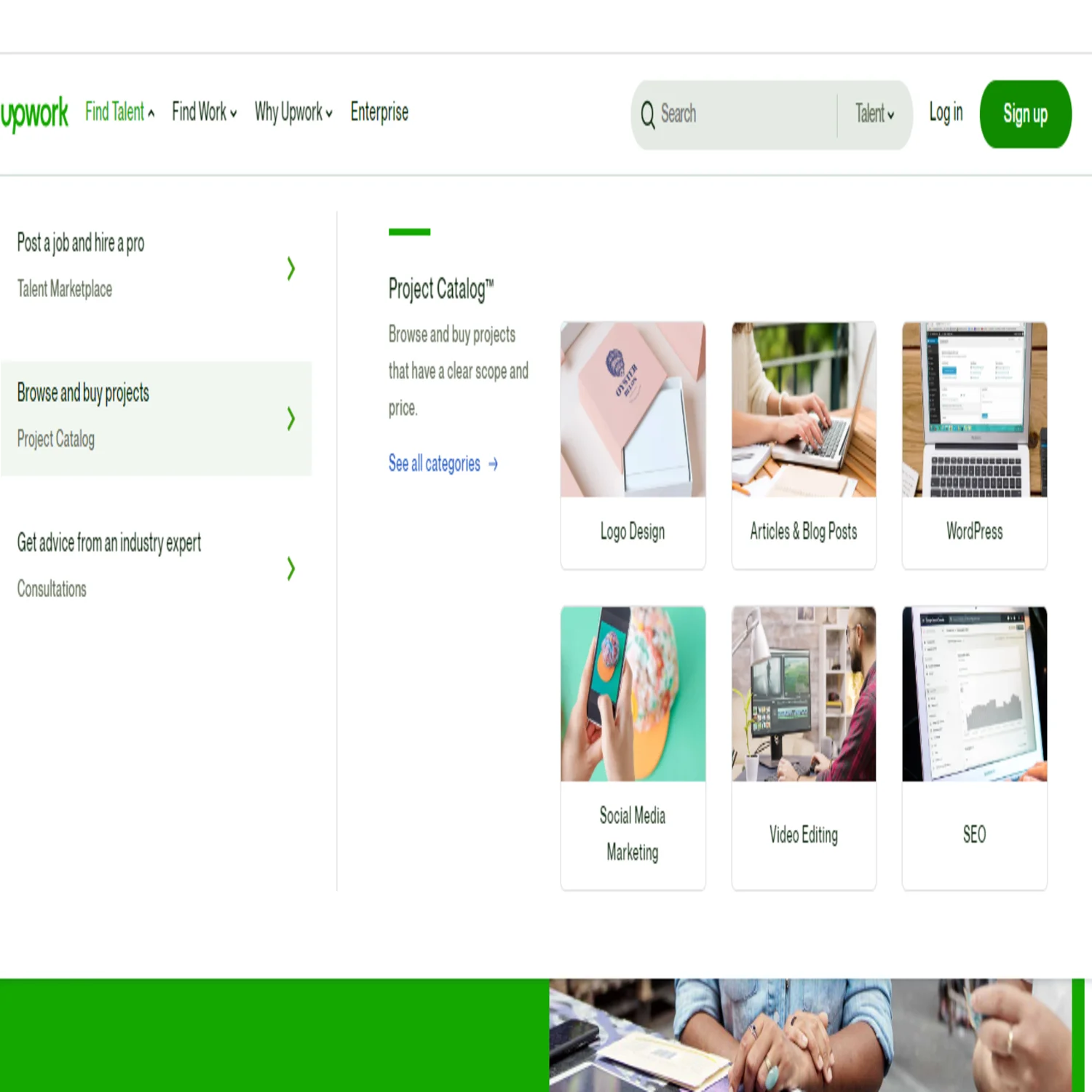 Interface of Upwork is in the image