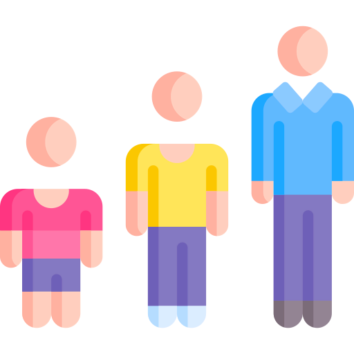 Three persons of different age group standing