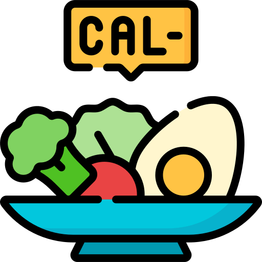 a bowl of food with text "calories" above