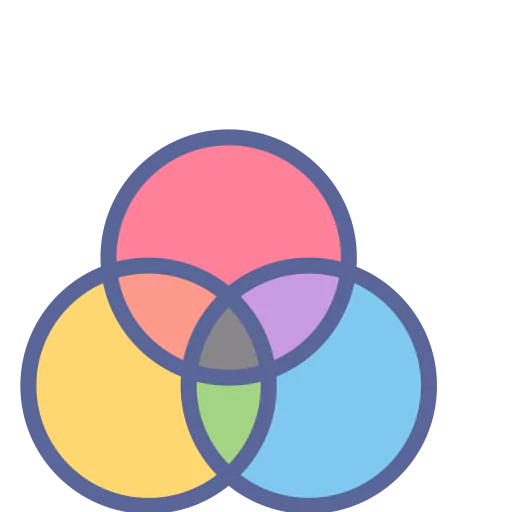 Three colorful circles having dark outline and connecting to each other with a part