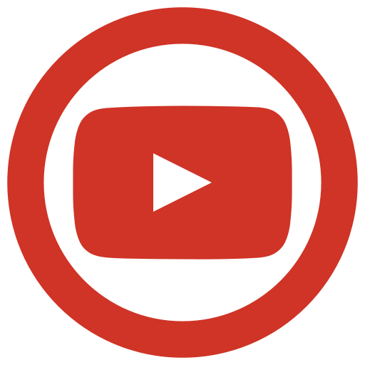 A red color YouTube icon in a circle